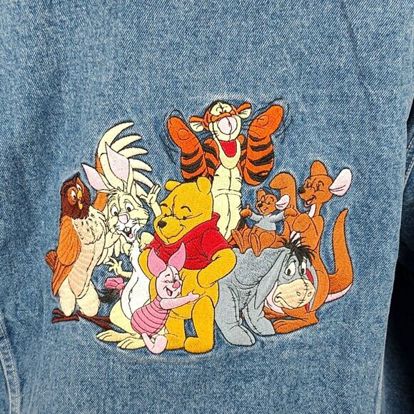 NWOT! 90s DISNEY Winnie the Pooh & Friends Embroidered Denim Jean Jacket Size XL - Picture 5 of 14